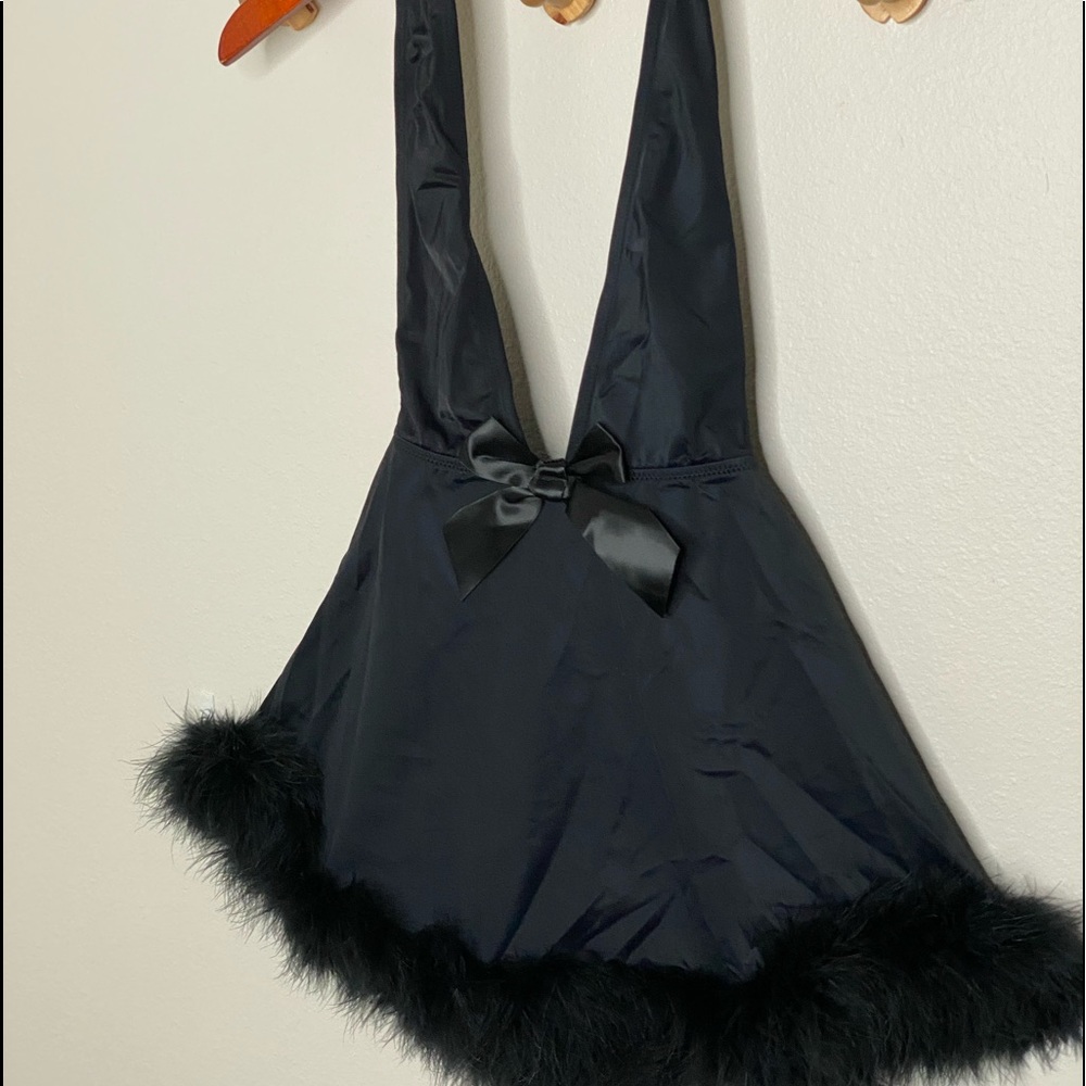 Vintage fluffy feathers black Babydoll Size Medium